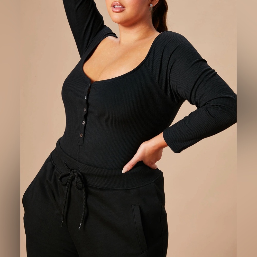 Hazel Ribbed Henley Bodysuit - Picture 2 of 8